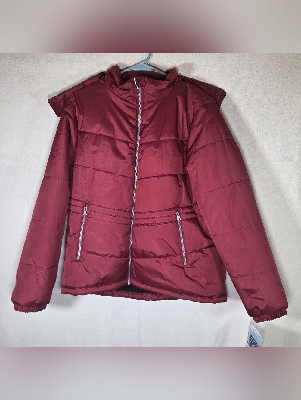 Whales Tail Girls Burgundy Hooded Puffer Jacket Sz L 10-12 Warm Winter Coat NWT